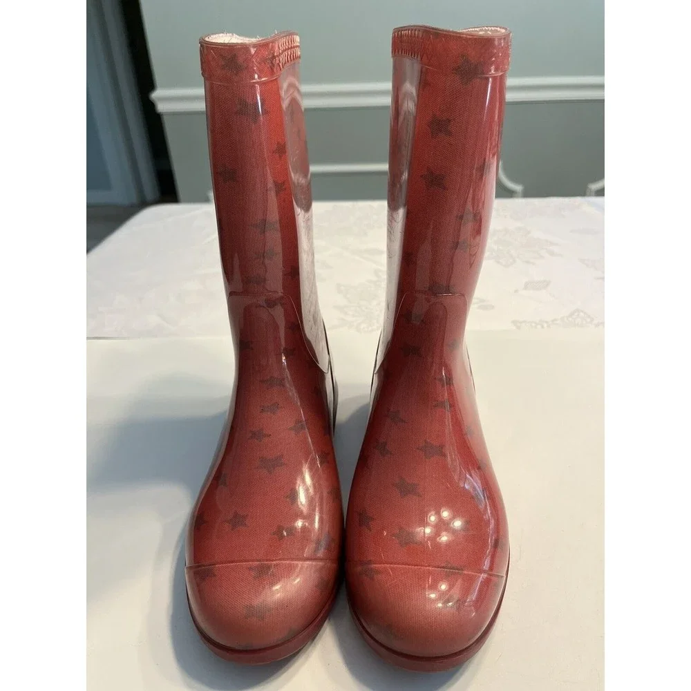 UGG Kids Youth Girls Boots Raana Rubber Rain Waterproof Pink Stars Size 5 ~ USA